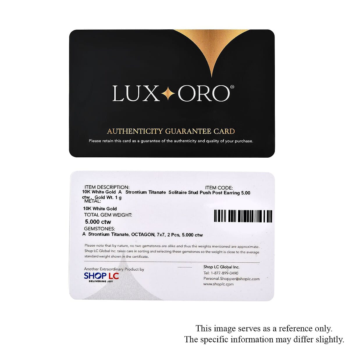 Luxoro 10K White Gold Asscher Cut Strontium Titanate Solitaire Stud Earrings 5.50 ctw image number 6