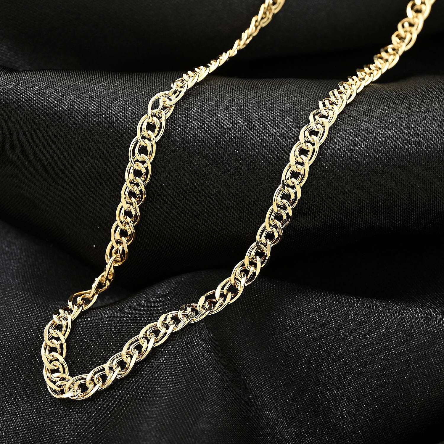 Double Intrecci Italian 10K Yellow Gold Chain Necklace 18 Inches 3.90 Grams