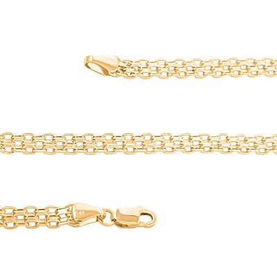Italian 10K Yellow Gold 2 Strand Bismark Chain Necklace 18 Inches 5.20 Grams