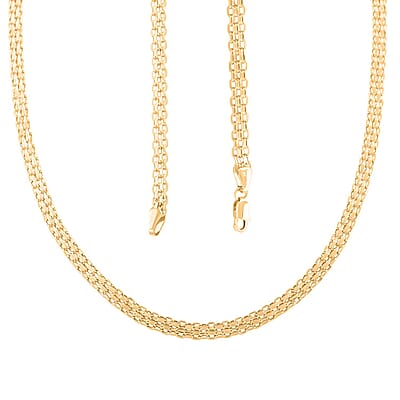 Italian 10K Yellow Gold 2 Strand Bismark Chain Necklace 18 Inches 5.20 Grams