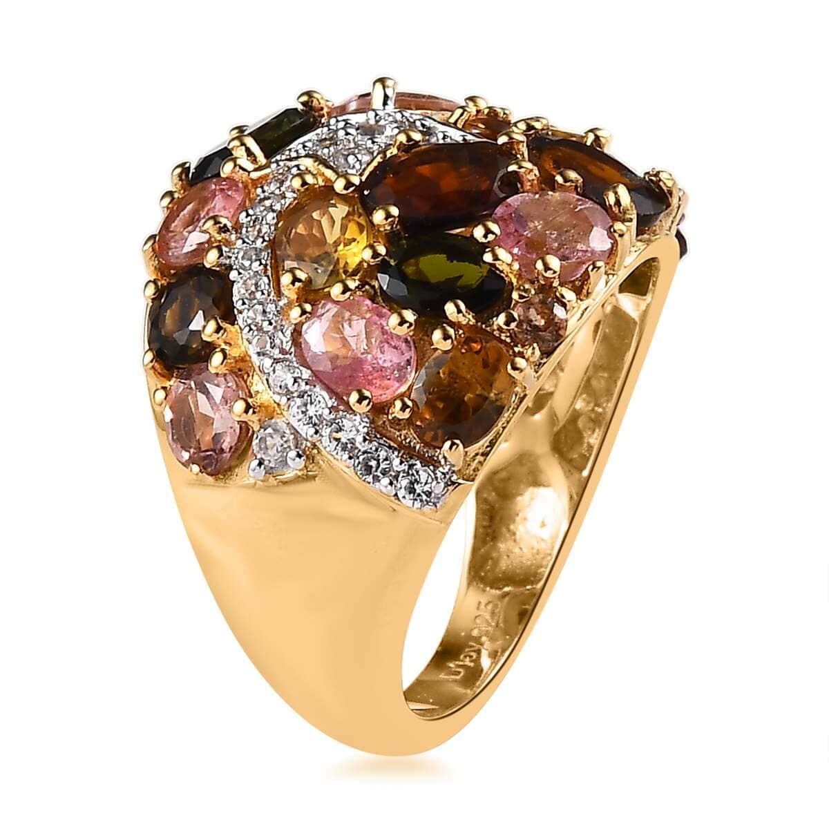 Multi Tourmaline Cluster Ring in Vermeil YG Over Sterling Silver (Size 10.0) 3.75 ctw image number 3