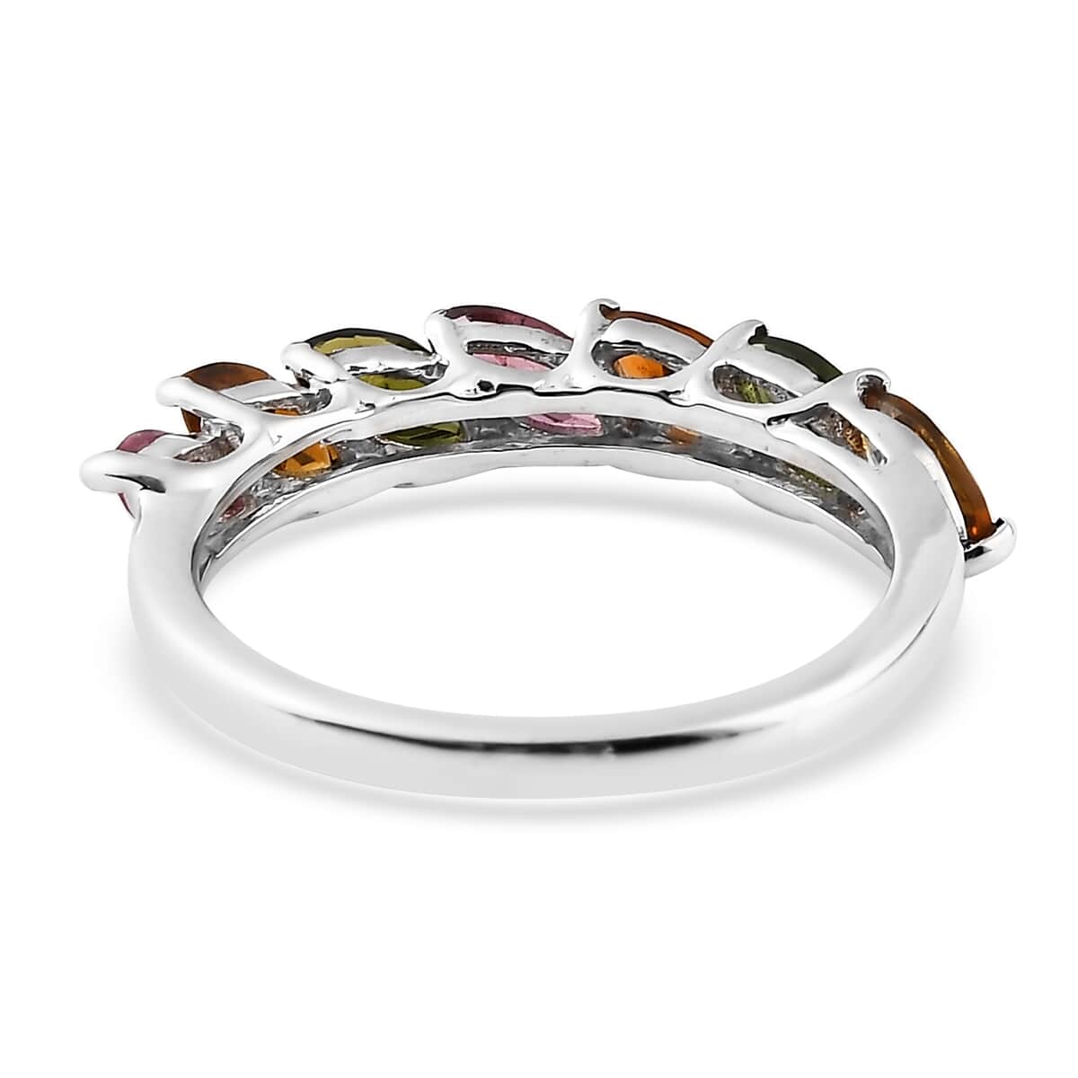 Multi-Tourmaline 7 Stone Ring in Platinum Over Sterling Silver (Size 10.0) 1.65 ctw image number 4