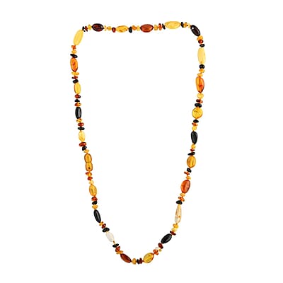 Baltic Amber Elogated Beads Necklace 24 Inches