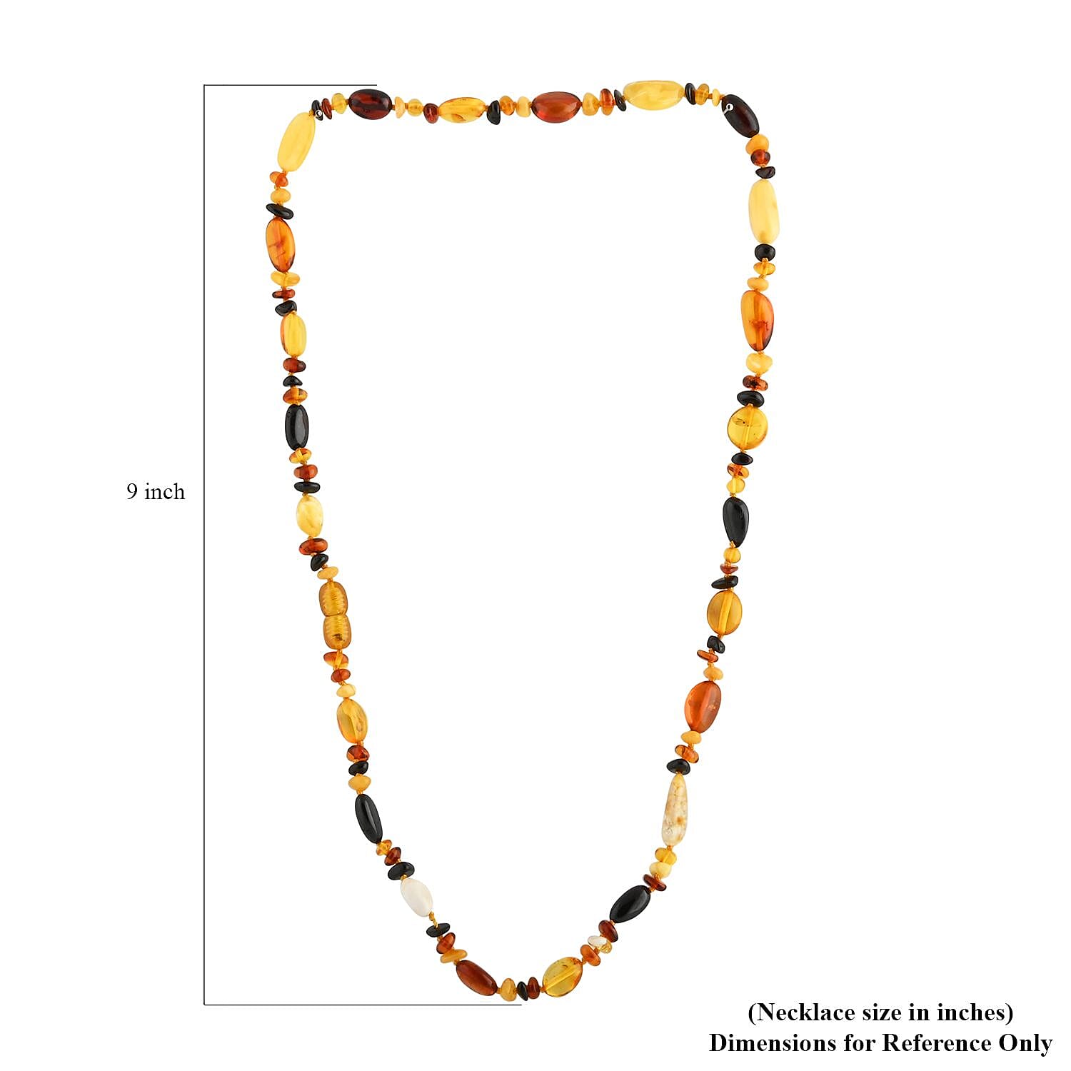 Baltic Amber Elogated Beads Necklace 24 Inches