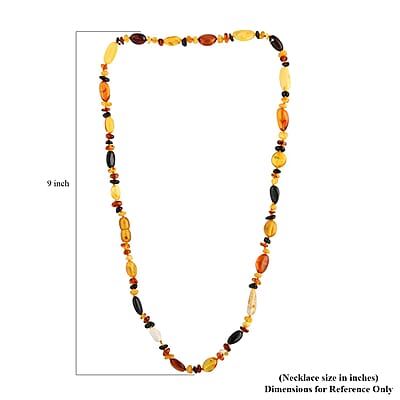 Baltic Amber Elogated Beads Necklace 24 Inches