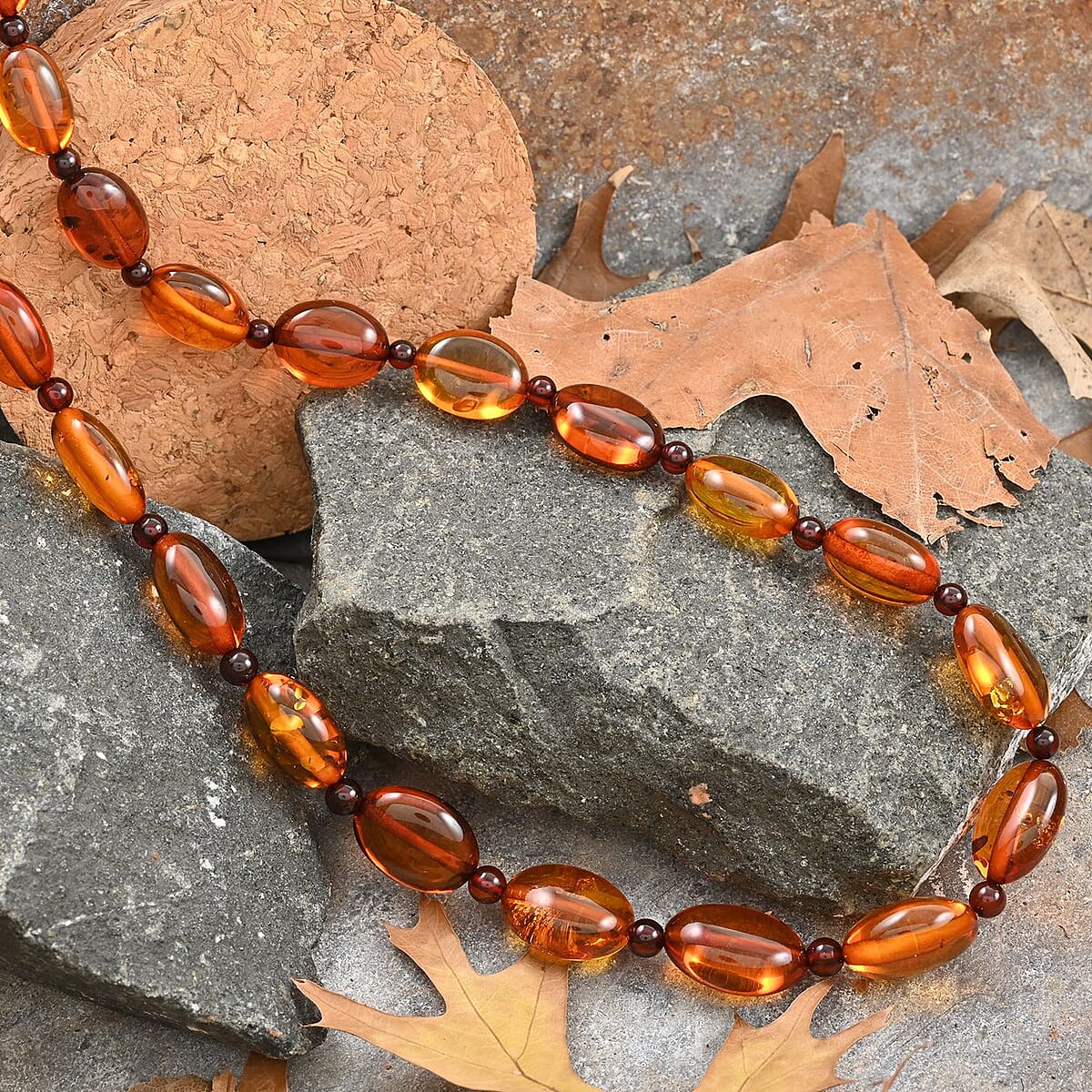 Baltic Amber Necklace 20 Inches in Sterling Silver image number 1