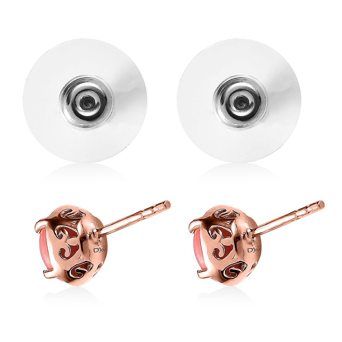 Oregon Sunrise Peach Opal Solitaire Stud Earrings in Vermeil Rose Gold Over Sterling Silver 1.25 ctw