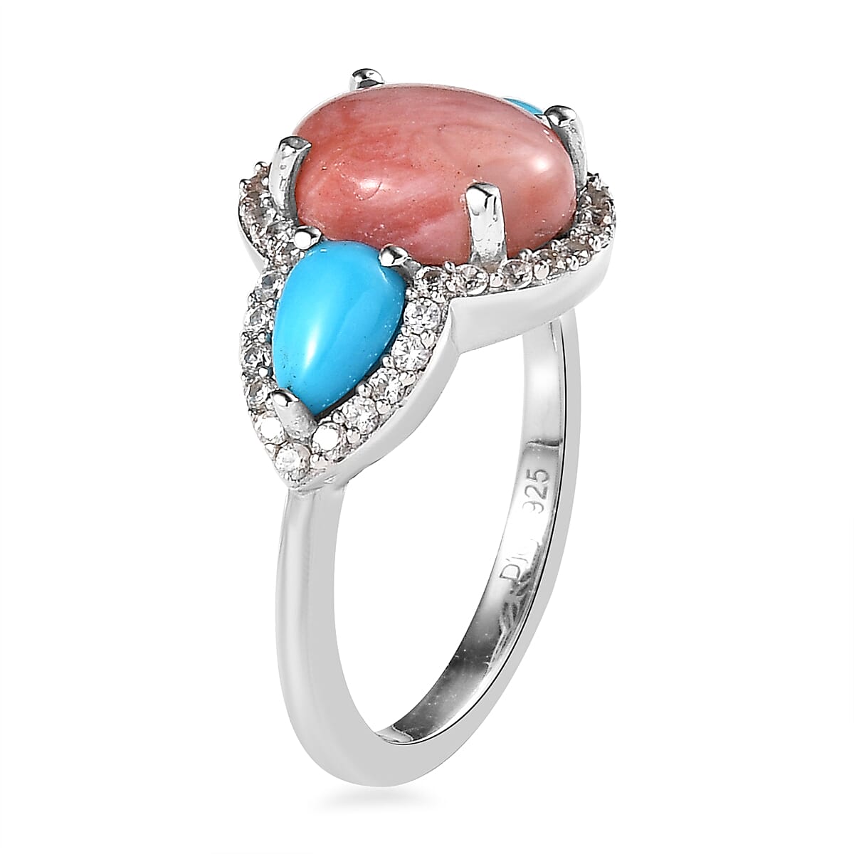 Oregon Sunrise Peach Opal and Multi Gemstone Ring in Platinum Over Sterling Silver 7.85 ctw image number 3