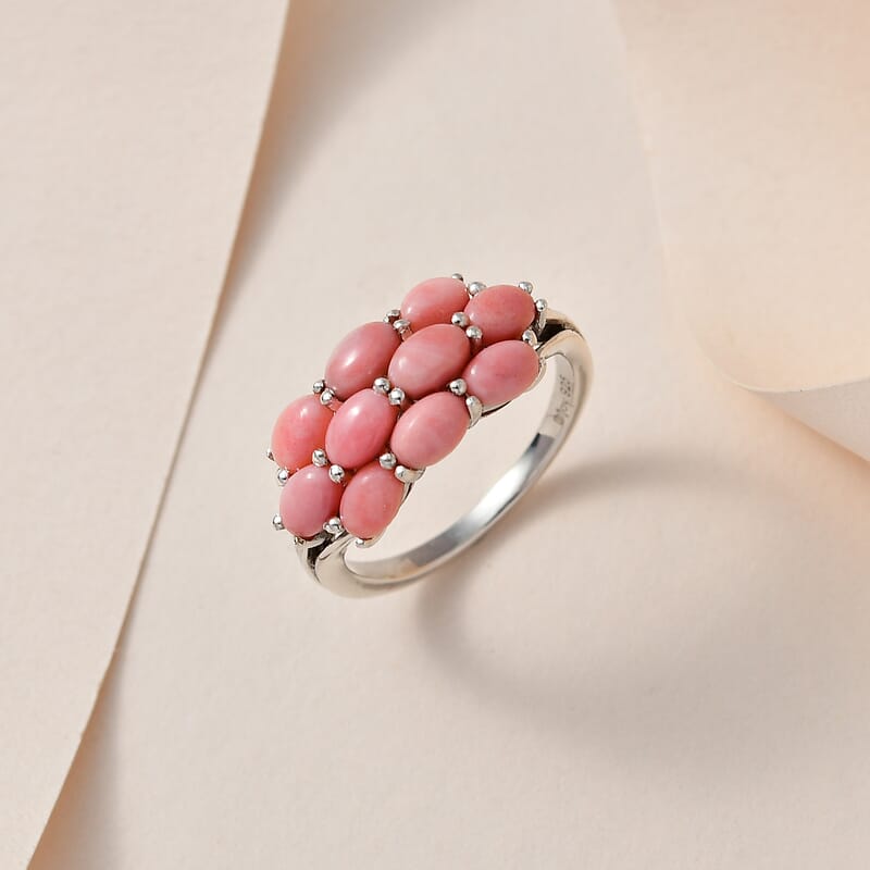 Oregon Sunrise Peach Opal Ring in Platinum Over Sterling Silver (Size 10.0) 1.85 ctw