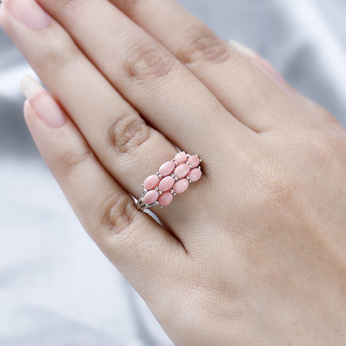 Oregon Sunrise Peach Opal Ring in Platinum Over Sterling Silver (Size 10.0) 1.85 ctw image number 2