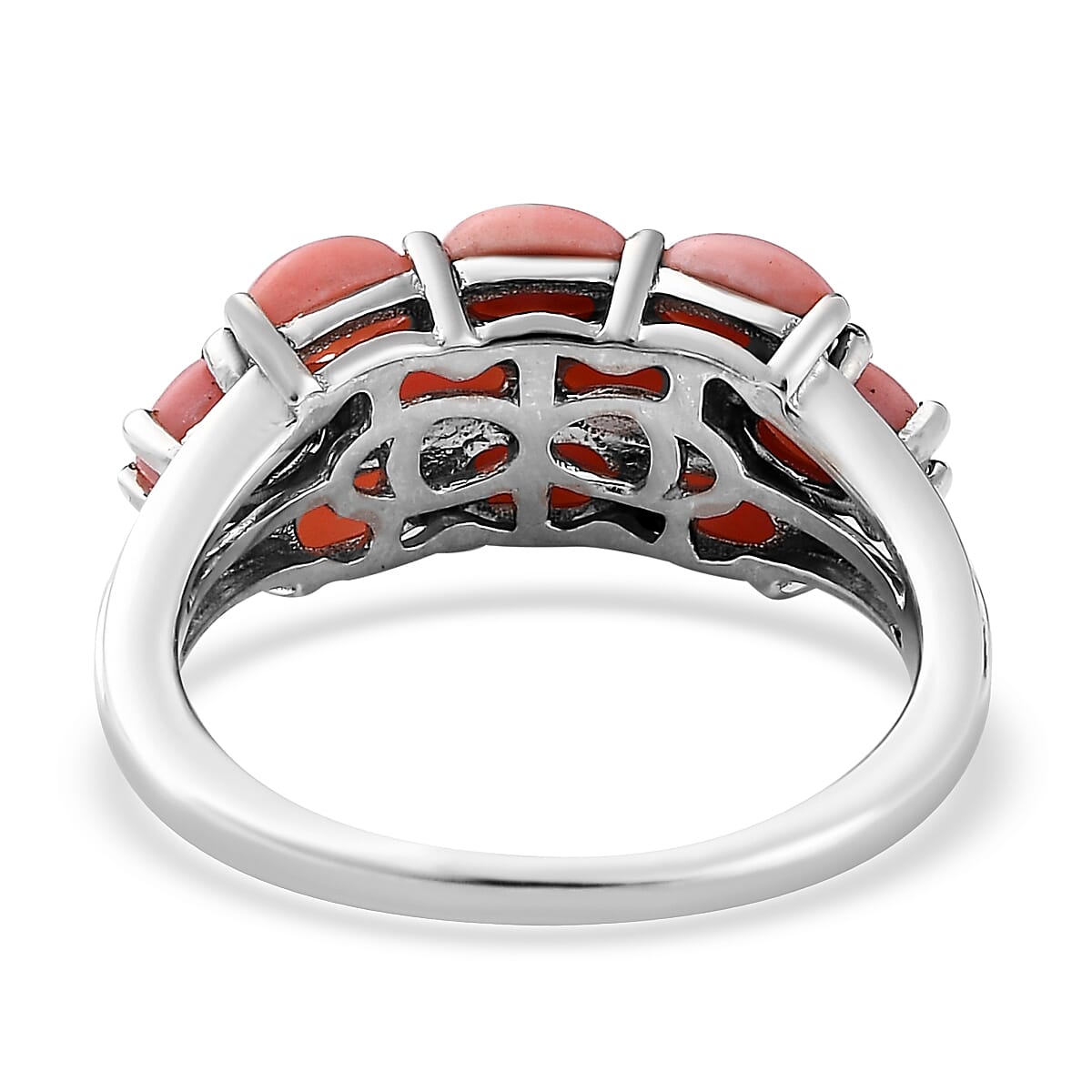 Oregon Sunrise Peach Opal Ring in Platinum Over Sterling Silver (Size 5.0) 1.85 ctw image number 4