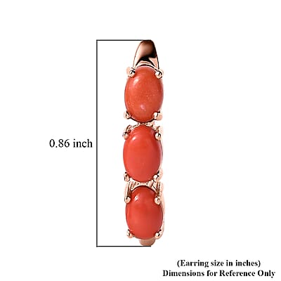 Oregon Sunrise Peach Opal Huggie Hoop Earrings in Vermeil Rose Gold Over Sterling Silver 2.10 ctw