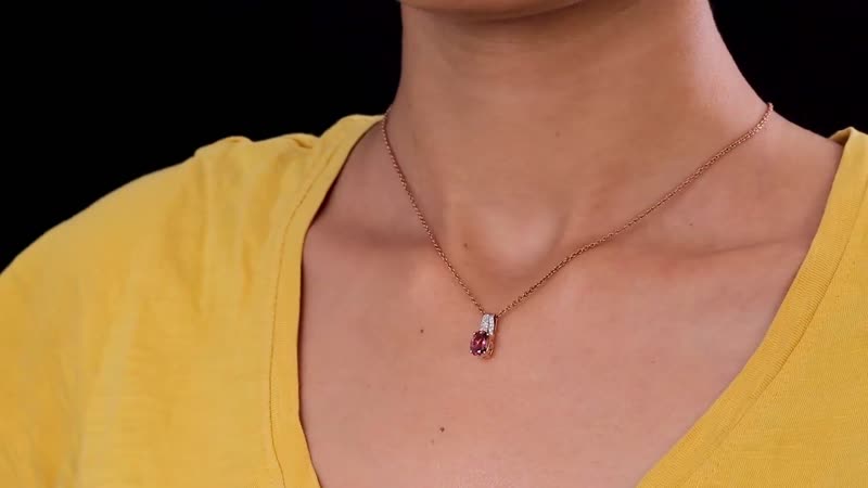 Luxoro 10K Rose Gold AAA Natural Calabar Pink Tourmaline and Diamond Pendant 1.25 ctw