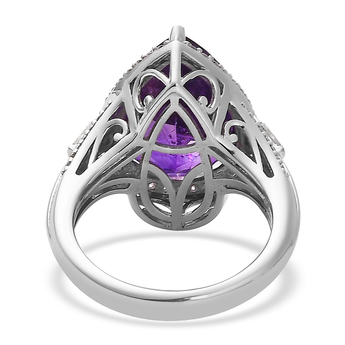 Premium Moroccan Amethyst, Moissanite Ring in Platinum Over Sterling Silver (Size 10.0) 8.65 ctw image number 4