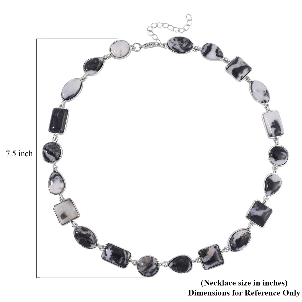 Grey Zebra Jasper Necklace 18-20 Inches in Silvertone 160.00 ctw image number 4