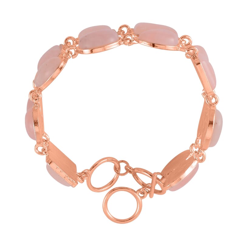 Galilea Rose Quartz 125.00 ctw 2 Row Link Bracelet in Rosetone (7.00-8.75In)