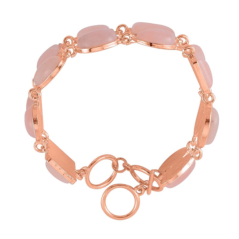 Galilea Rose Quartz 125.00 ctw 2 Row Link Bracelet in Rosetone (7.00-8.75In)