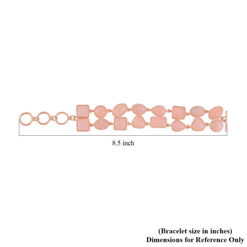 Galilea Rose Quartz 125.00 ctw 2 Row Link Bracelet in Rosetone (7.00-8.75In)
