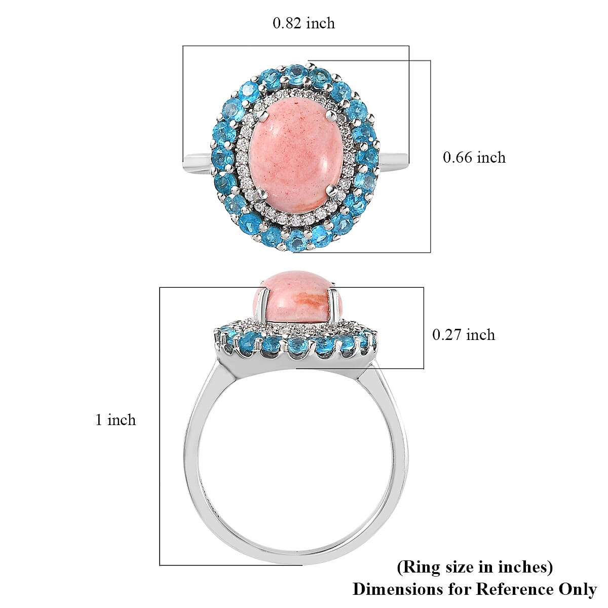 Premium Oregon Sunrise Peach Opal and Multi Gemstone Double Halo Ring in Platinum Over Sterling Silver (Size 7.0) 2.75 ctw image number 5