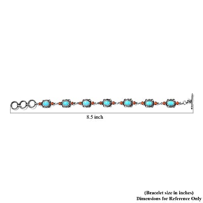 Sleeping Beauty Turquoise and Mediterranean Coral 5.25 ctw Toggle Clasp Bracelet in Sterling Silver (7.25 In) with Extender