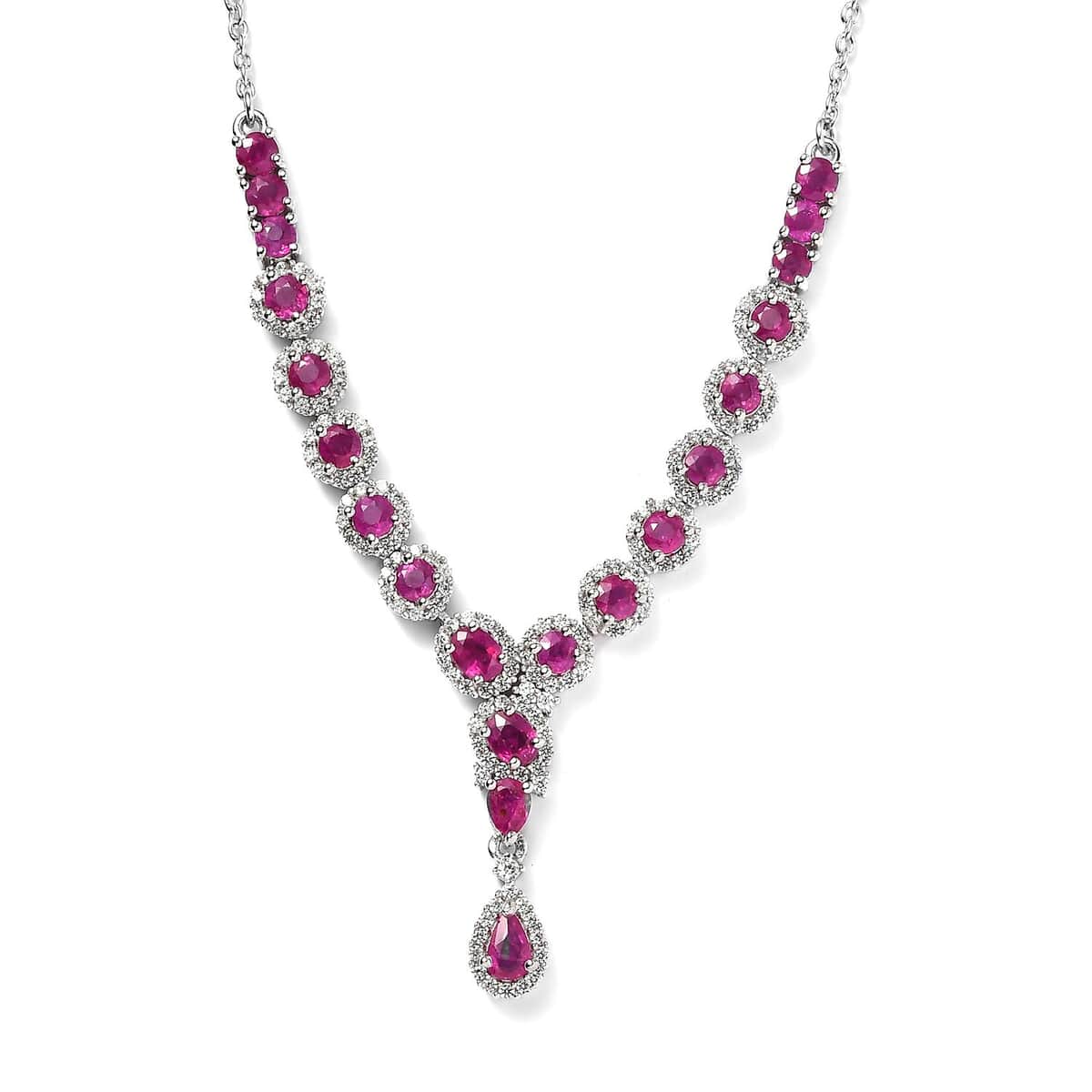 Buy Premium Montepuez Ruby and White Zircon Necklace 18 Inches in ...