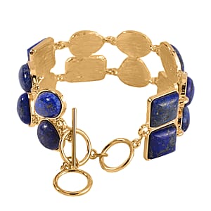 Lapis Lazuli 125.00 ctw Bracelet in Goldtone (7.00-8.75 In)