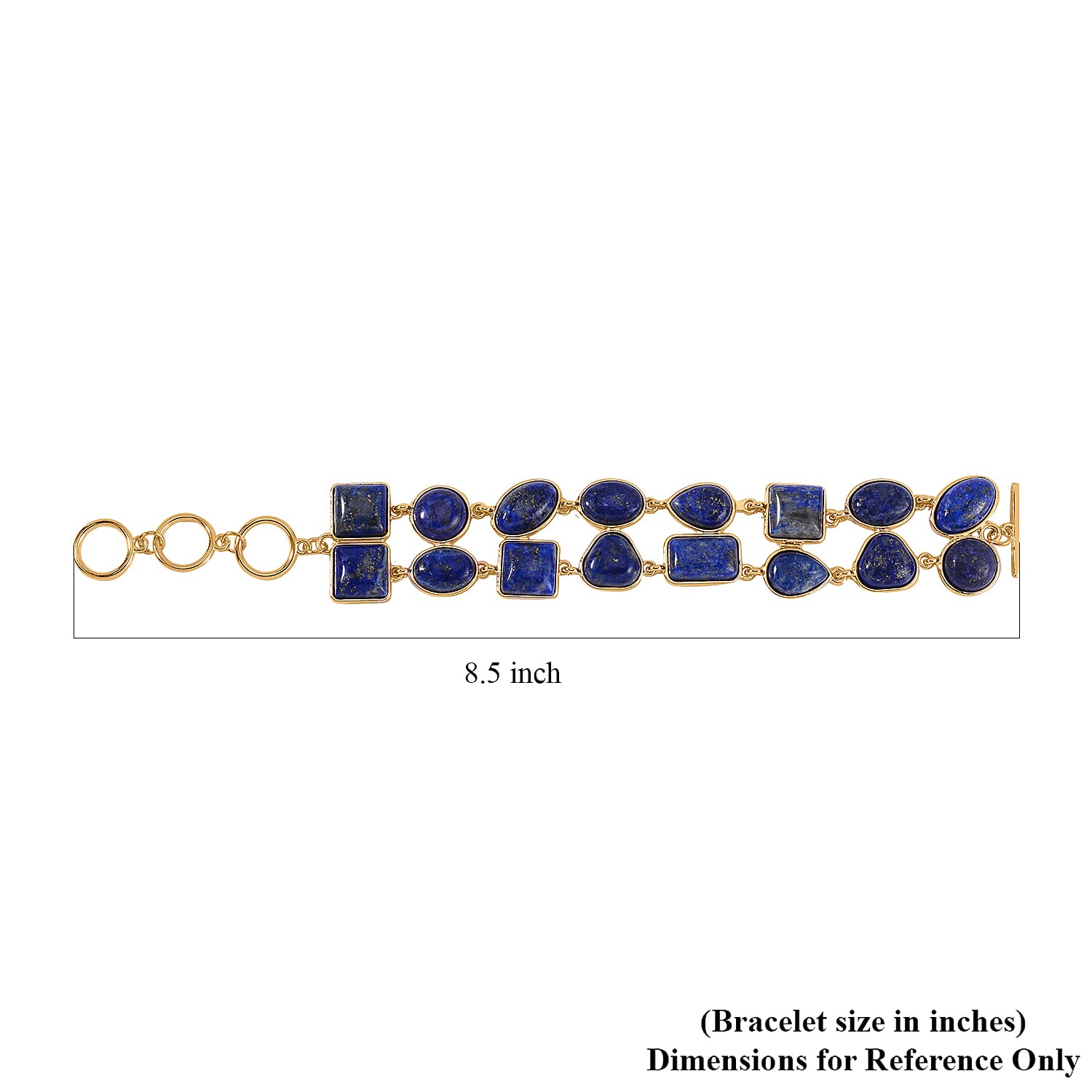 Lapis Lazuli 125.00 ctw Two Row Bracelet in Goldtone