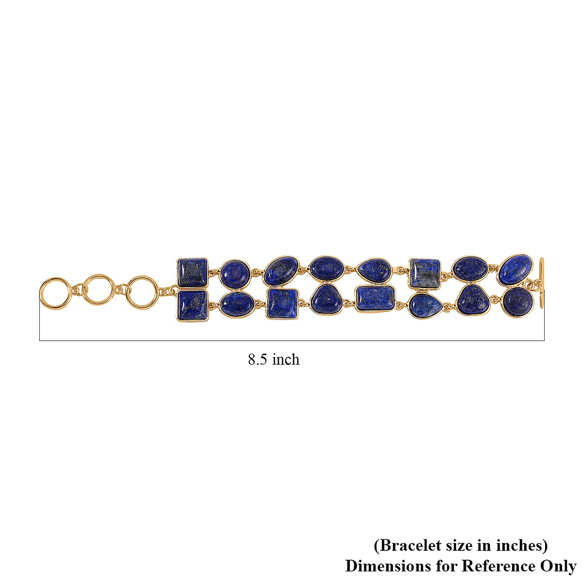 Lapis Lazuli 125.00 ctw 2 Row Link Bracelet in Goldtone (7.00-8.75In) image number 5