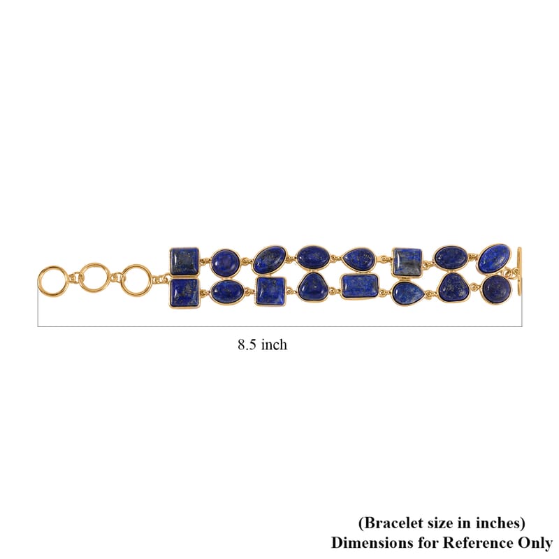 Lapis Lazuli 125.00 ctw Two Row Bracelet in Goldtone