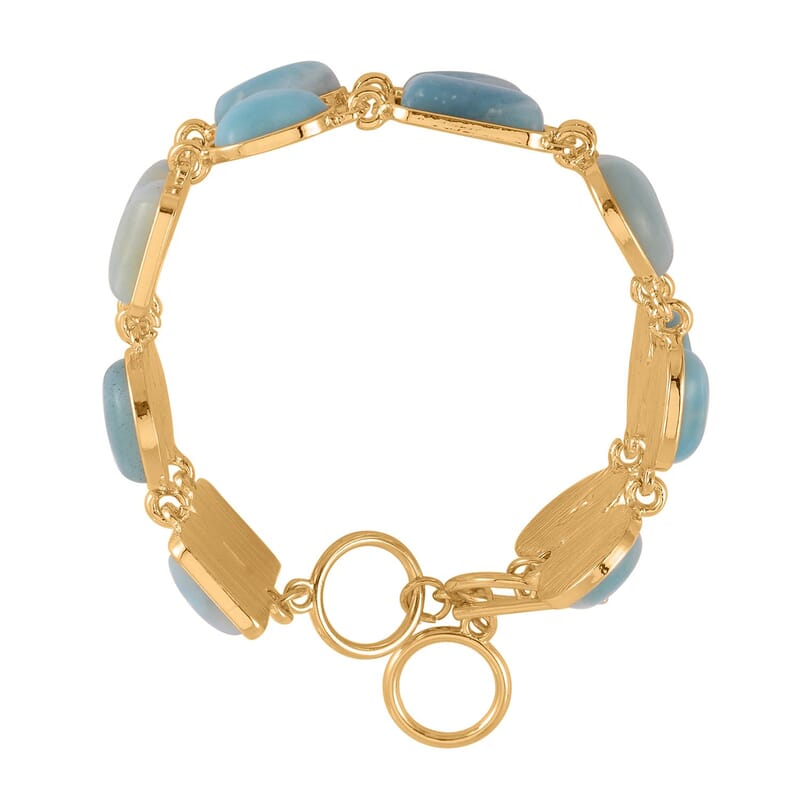 Multi Color Amazonite 125.00 ctw 2 Row Link Bracelet in Goldtone (7.00-8.75In)