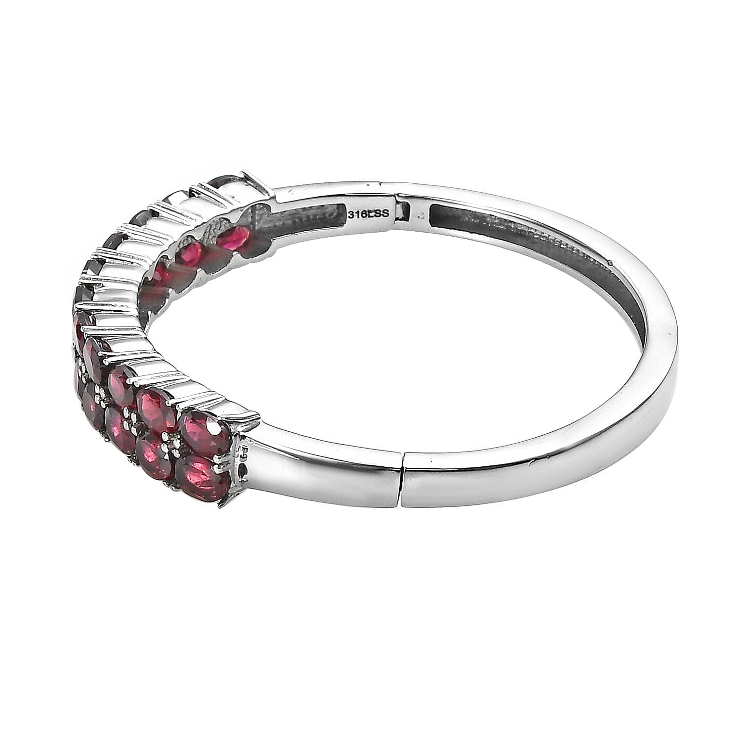 Orissa Rhodolite Garnet Bangle Bracelet in Stainless Steel (6.50 In) 11.65 ctw