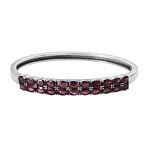Orissa Rhodolite Garnet Bangle Bracelet in Stainless Steel (7.25 In) 11.65 ctw