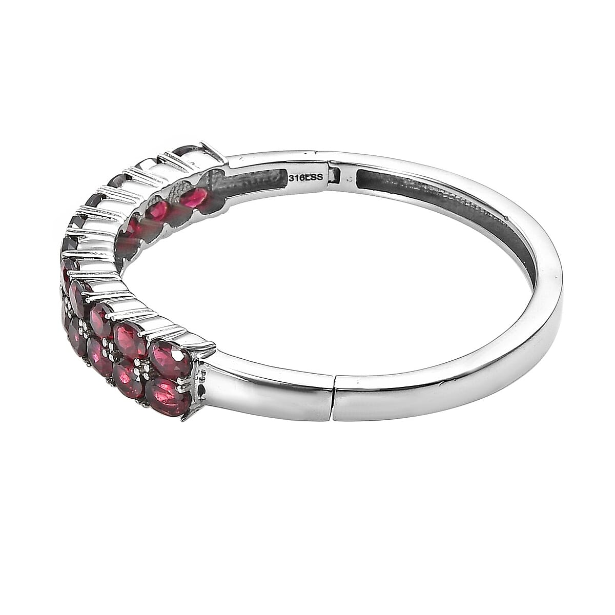Orissa Rhodolite Garnet Bangle Bracelet in Stainless Steel (7.25 In) 11.65 ctw image number 3