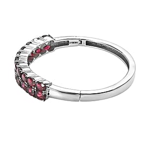 Orissa Rhodolite Garnet Bangle Bracelet in Stainless Steel (7.25 In) 11.65 ctw