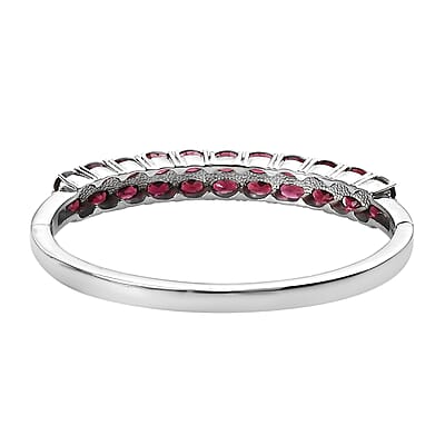 Orissa Rhodolite Garnet Bangle Bracelet in Stainless Steel (7.25 In) 11.65 ctw