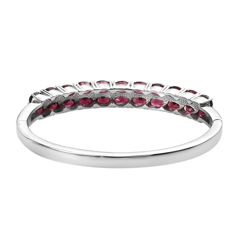 Orissa Rhodolite Garnet Bangle Bracelet in Stainless Steel (7.25 In) 11.65 ctw