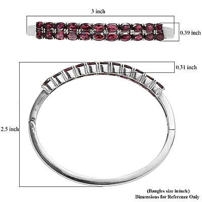 Orissa Rhodolite Garnet Bangle Bracelet in Stainless Steel (7.25 In) 11.65 ctw
