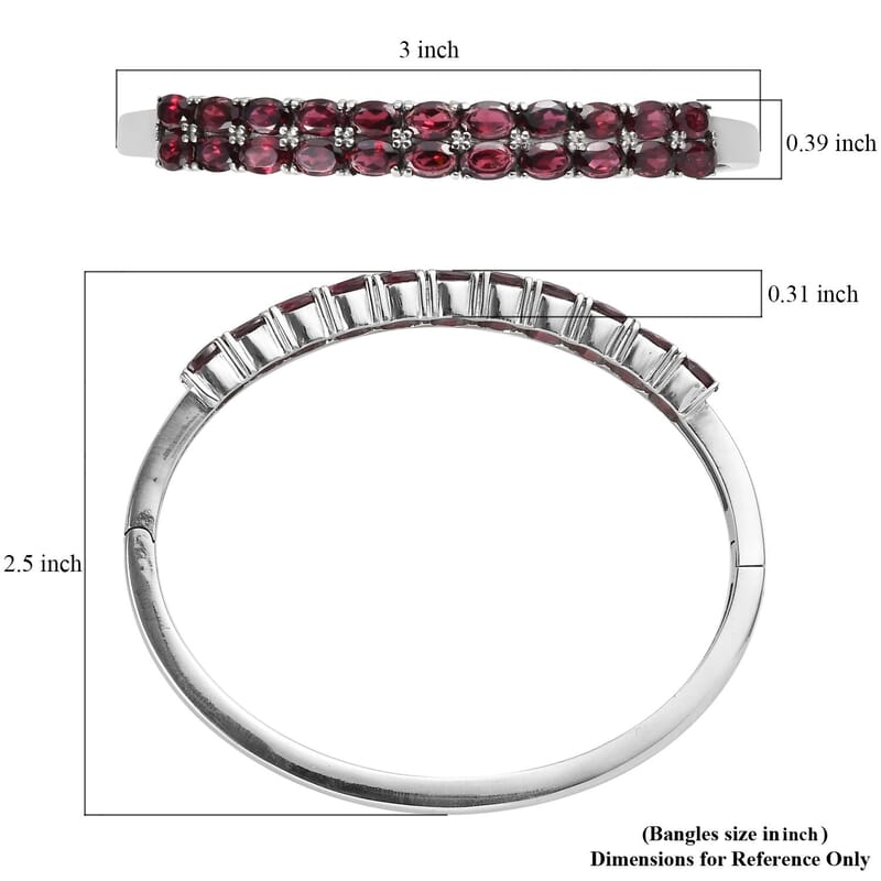 Orissa Rhodolite Garnet Bangle Bracelet in Stainless Steel (7.25 In) 11.65 ctw