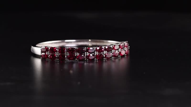 Orissa Rhodolite Garnet Bangle Bracelet in Stainless Steel (6.50 In) 11.65 ctw