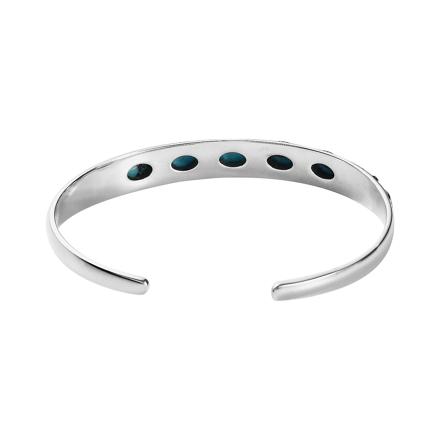 D'Joy Artisan Crafted Sleeping Beauty Turquoise Cuff Bracelet in Sterling Silver (7.25 in) 3.50 ctw
