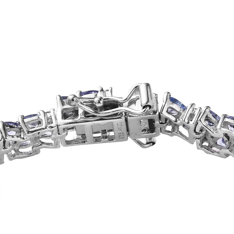 Tanzanite and White Zircon Bracelet in Platinum Over Sterling Silver (7.25 In) 9.10 ctw