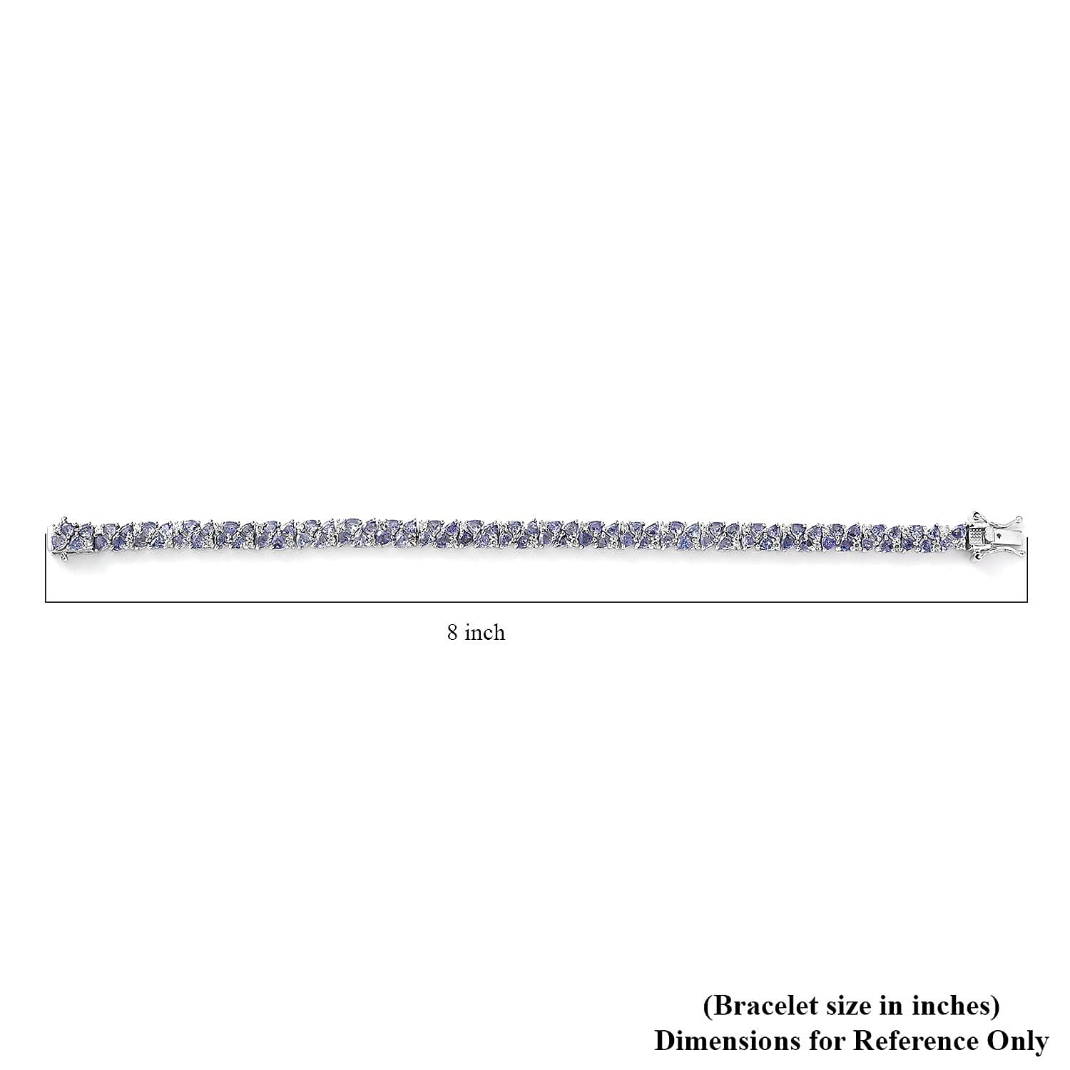 Tanzanite and White Zircon Bracelet in Platinum Over Sterling Silver (7.25 In) 9.10 ctw