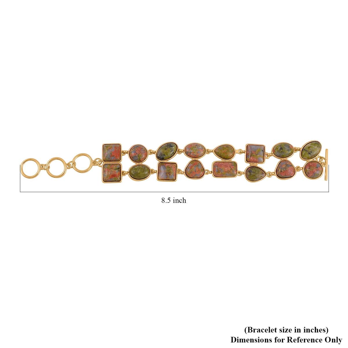 Unakite 2 Row Link Bracelet in Goldtone (7.00-8.75In) 125.00 ctw image number 5