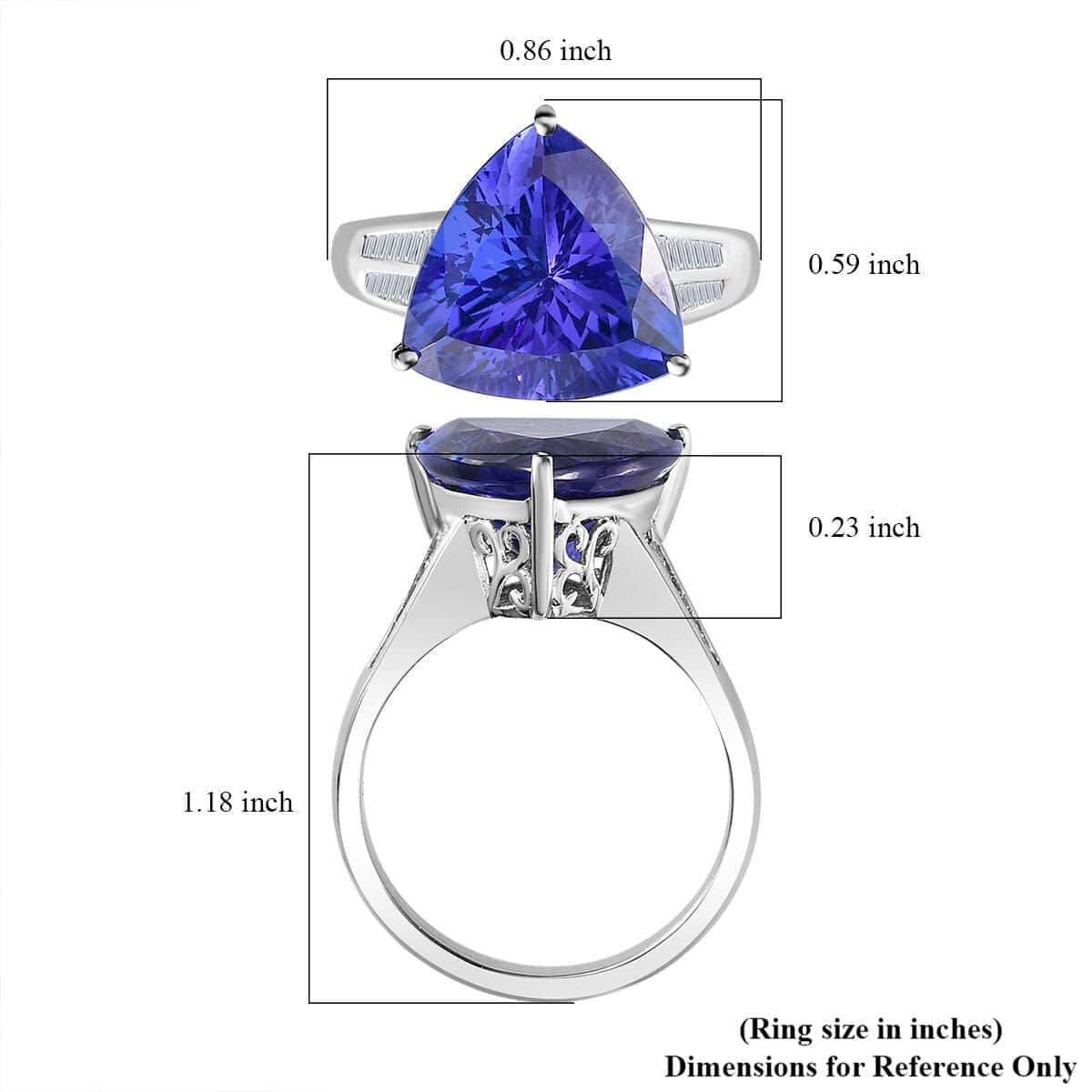 Doorbuster Rhapsody 950 Platinum AAAA Tanzanite and E-F VS2 Diamond Ring (Size 10.0) 6.70 Grams 7.90 ctw image number 5