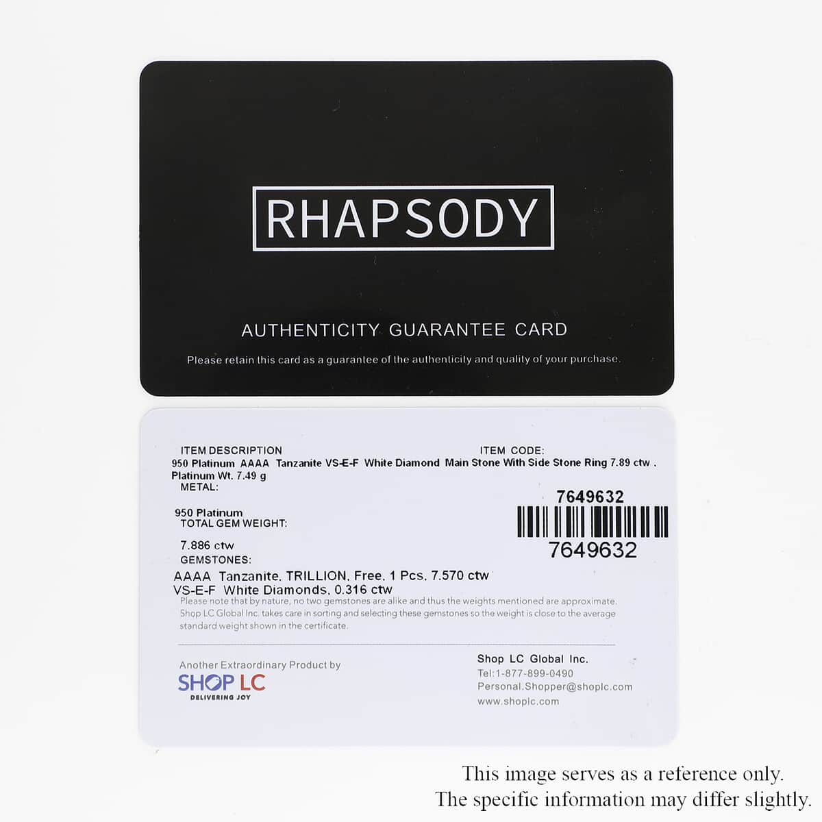 Doorbuster Rhapsody 950 Platinum AAAA Tanzanite and E-F VS2 Diamond Ring (Size 10.0) 6.70 Grams 7.90 ctw image number 7