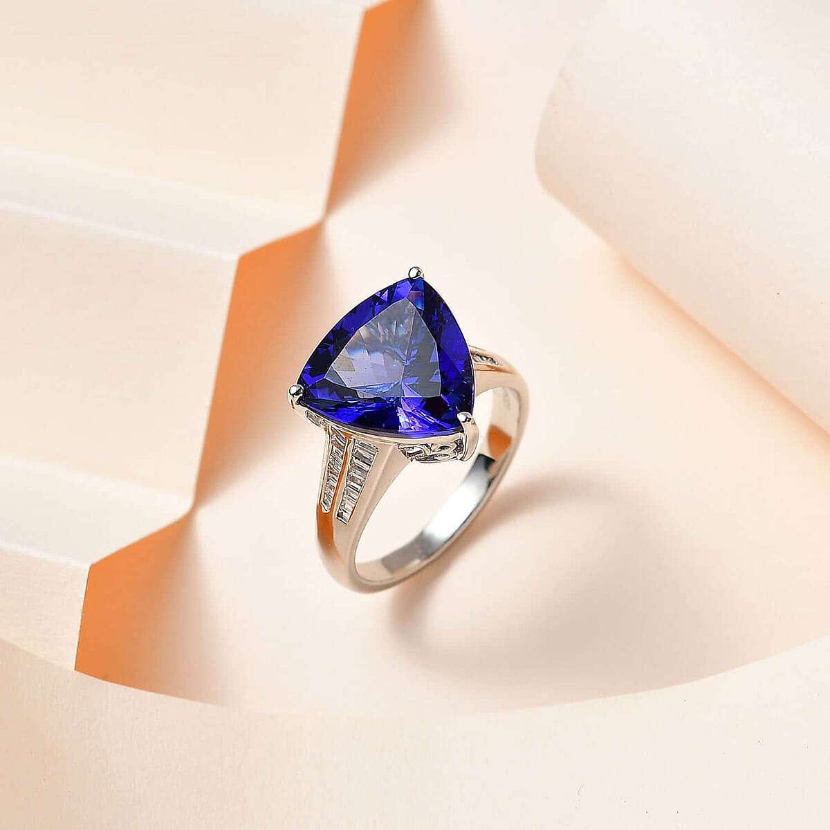 Rhapsody 950 Platinum AAAA Tanzanite and E-F VS2 Diamond Ring (Size 9.0) 6.70 Grams 7.90 ctw image number 1