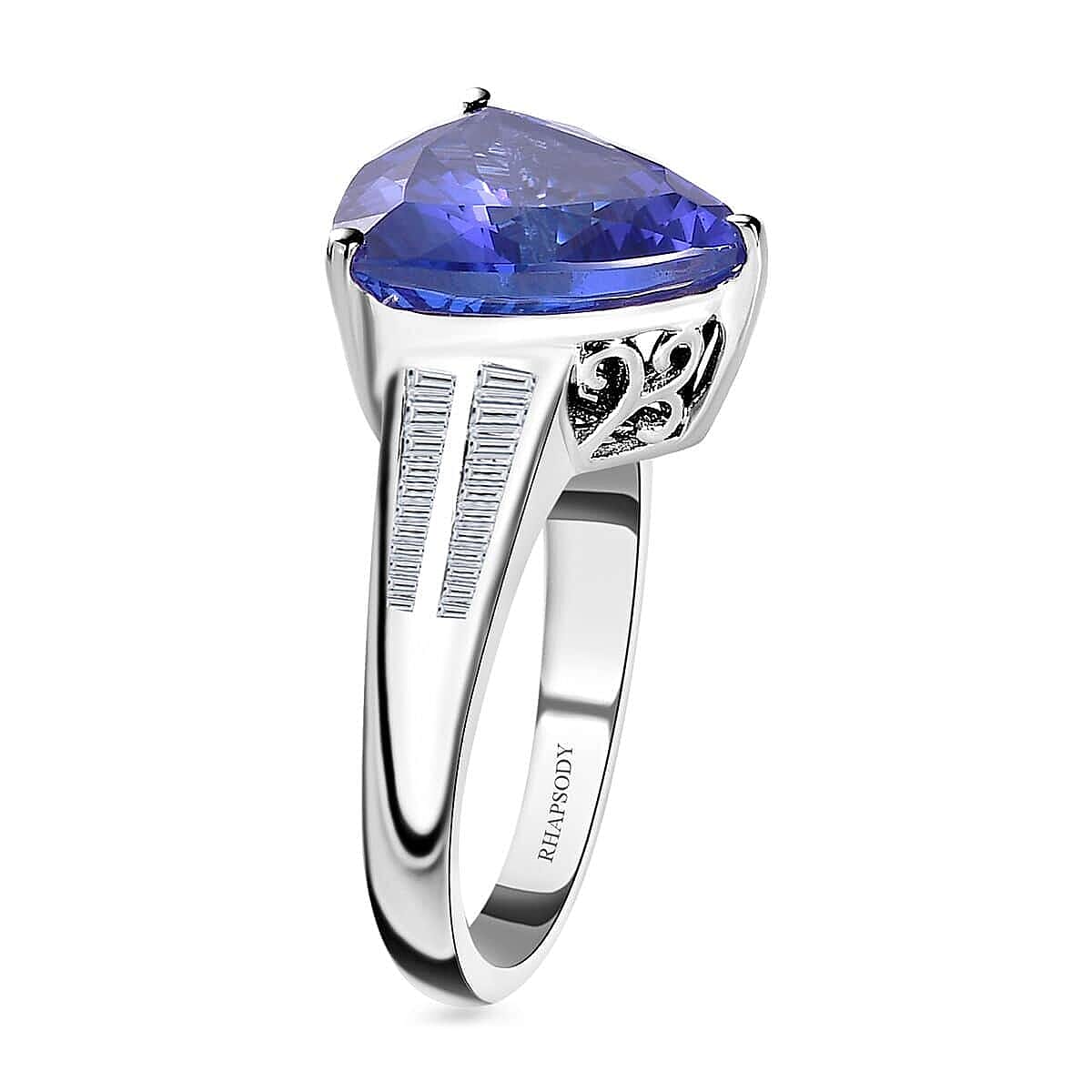 Rhapsody 950 Platinum AAAA Tanzanite and E-F VS2 Diamond Ring (Size 9.0) 6.70 Grams 7.90 ctw image number 3