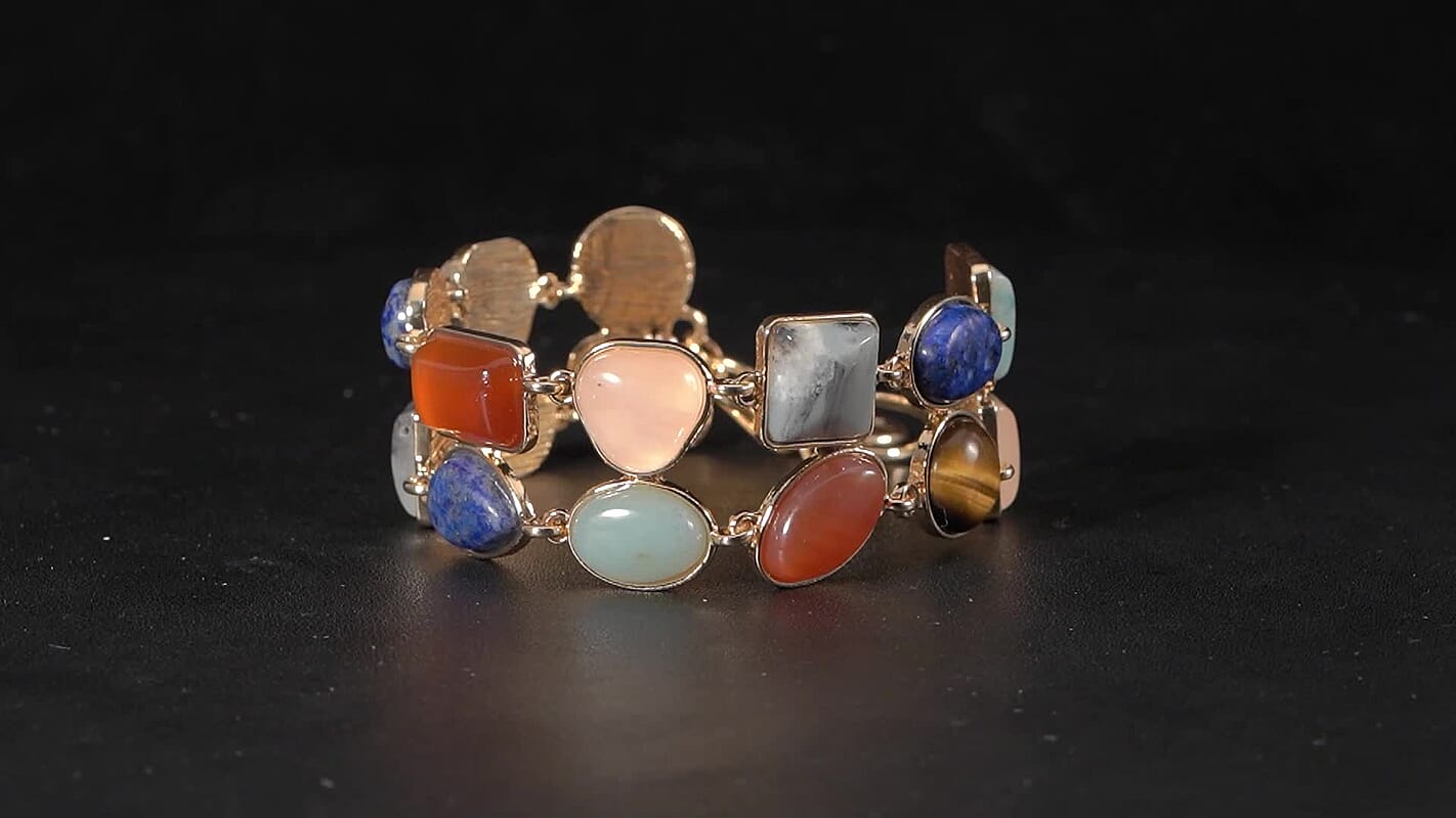 TLV Grey Zebra Jasper 2 Row Beaded Bracelet in Silvertone (7.00-8.75In) 125.00 ctw