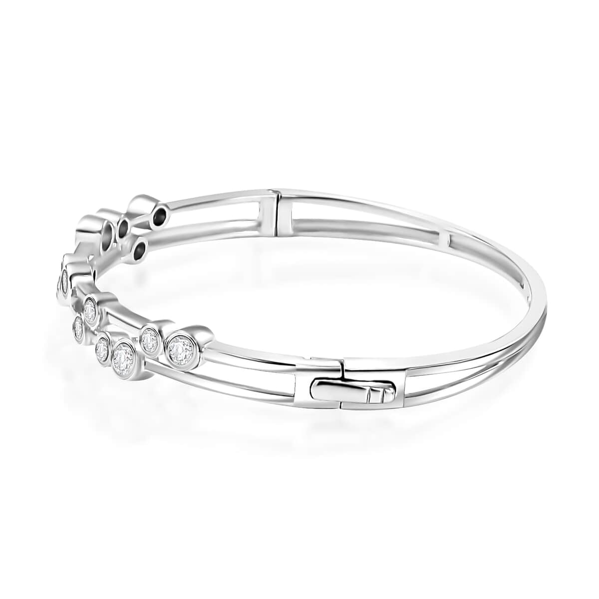 Moissanite Bangle Bracelet in Platinum Over Sterling Silver (7.50 In) 2.10 ctw image number 3