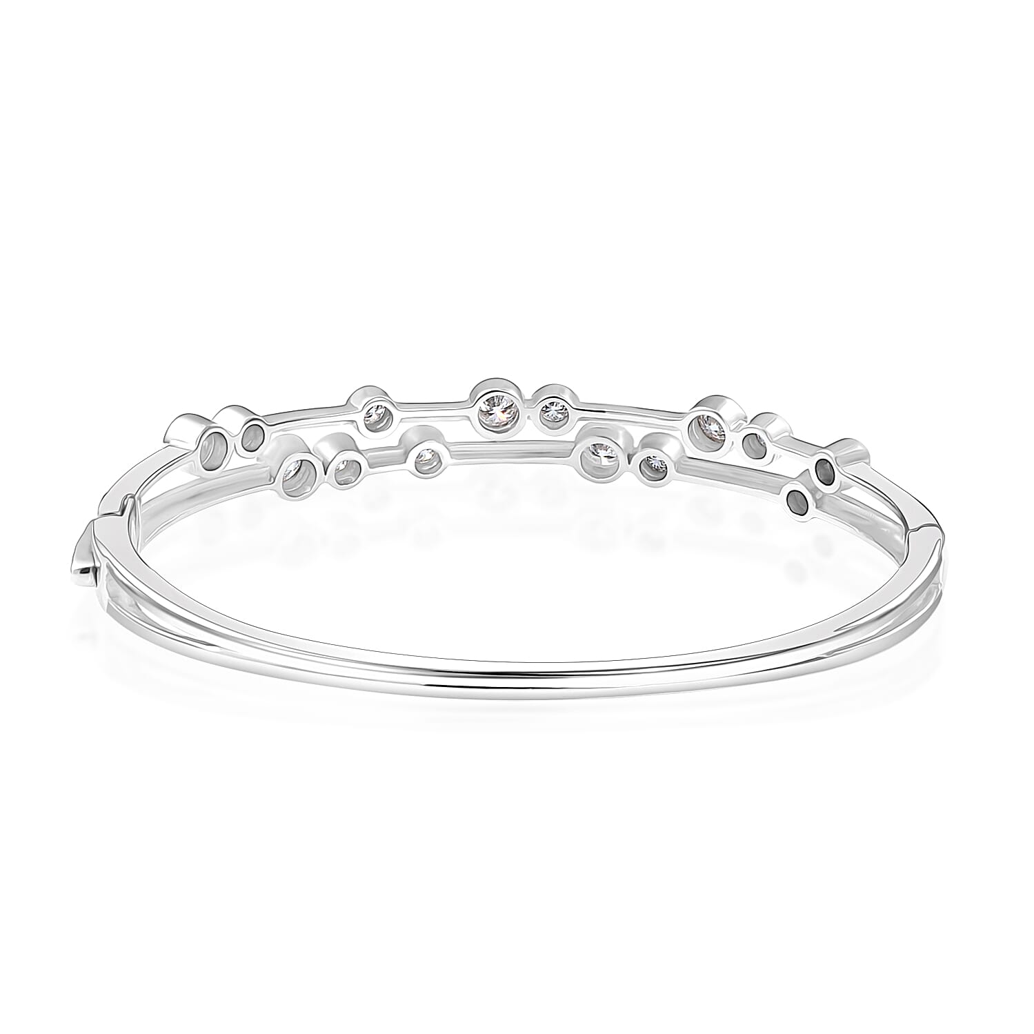 Moissanite 2.10 ctw Bangle Bracelet in Platinum Over Sterling Silver (7.50 In) 